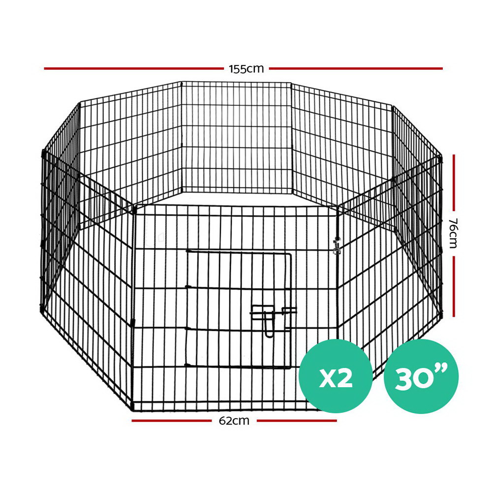 i.Pet 2x30" 8 Panel Dog Playpen Pet Fence Exercise Cage Enclosure Play Pen image 2