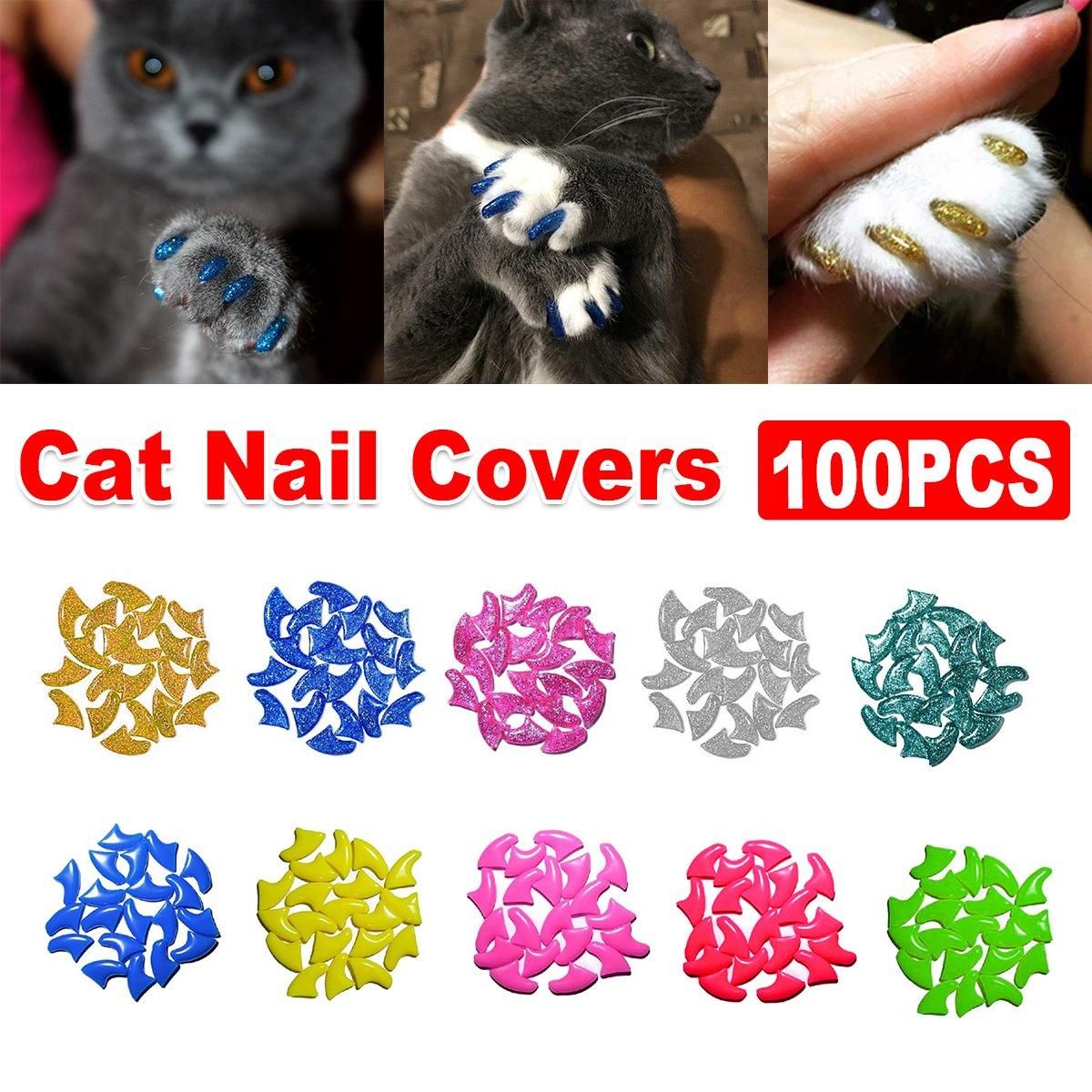 100PCS Anti Scratch Paw Covers for Cats and Kittens Nail Protector Soft Paw - Shiny-M image 2
