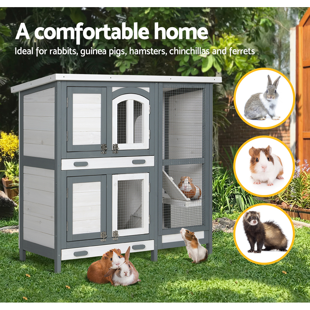 i.Pet Rabbit Hutch Chicken Coop 98cm x 45cm x 92cm Chicken Coop Large Wooden House Run… image 4