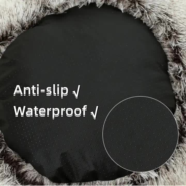 Cozy Coffee Plush Hooded Pet Bed - Ultra Soft Long Fur Cave Bed for Small Pets 40cm image 3