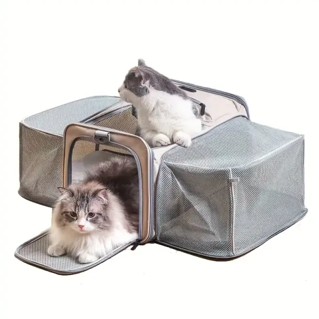 Expandable Airline Approved Pet Carrier – Dual-Side Expansion – Adjustable Straps, Grey