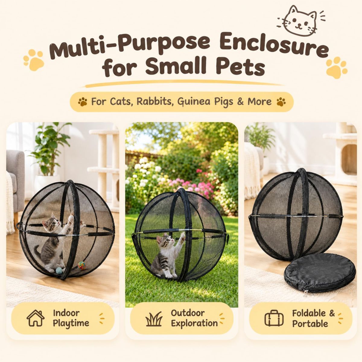 Rollable Mesh Cat Play Ball Enclosure image 7