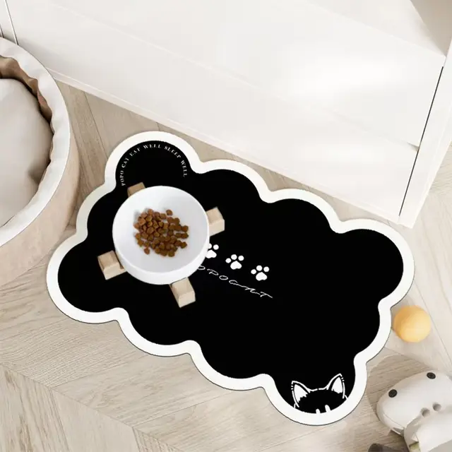 Style 12 Black Absorbent Diatomaceous Earth Pet Feeding Mat - Non-Slip &…, 50 × 80cm