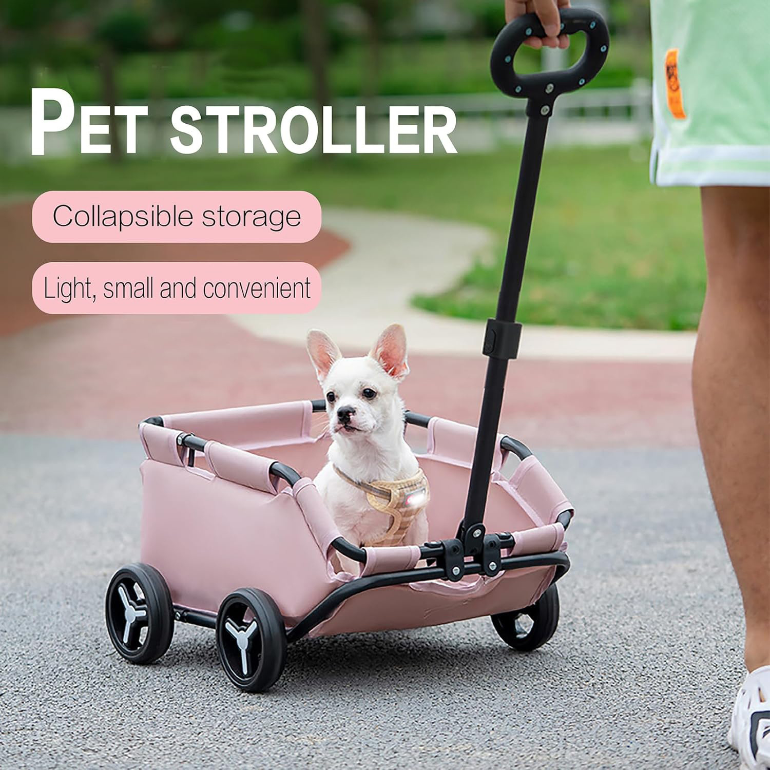 Blue Foldable Pet Travel Wagon for Small Dogs - Lightweight and Portable image 2