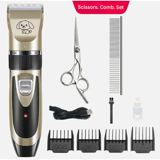 Dog Grooming Set with Electric Clipper, Scissors, and Comb