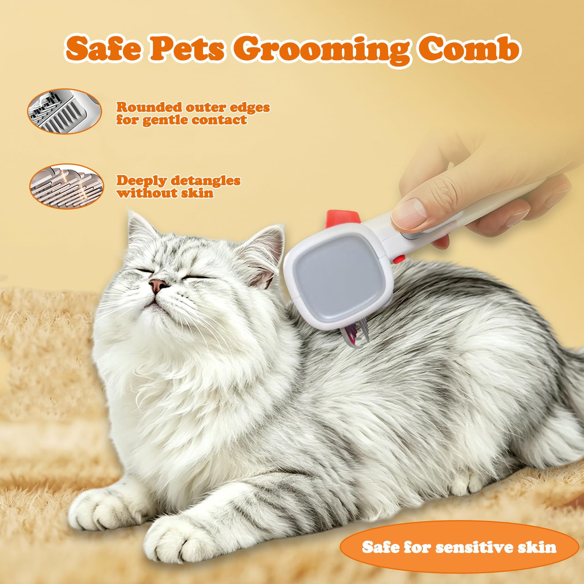 2-in-1 Dematting Comb for cats & Dogs, White image 9