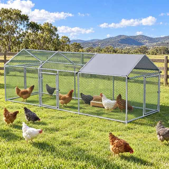 i.Pet Chicken Coop Rabbit Hutch Outdoor Run Walk in Hen Cage Ferret House 2.8x1x1m