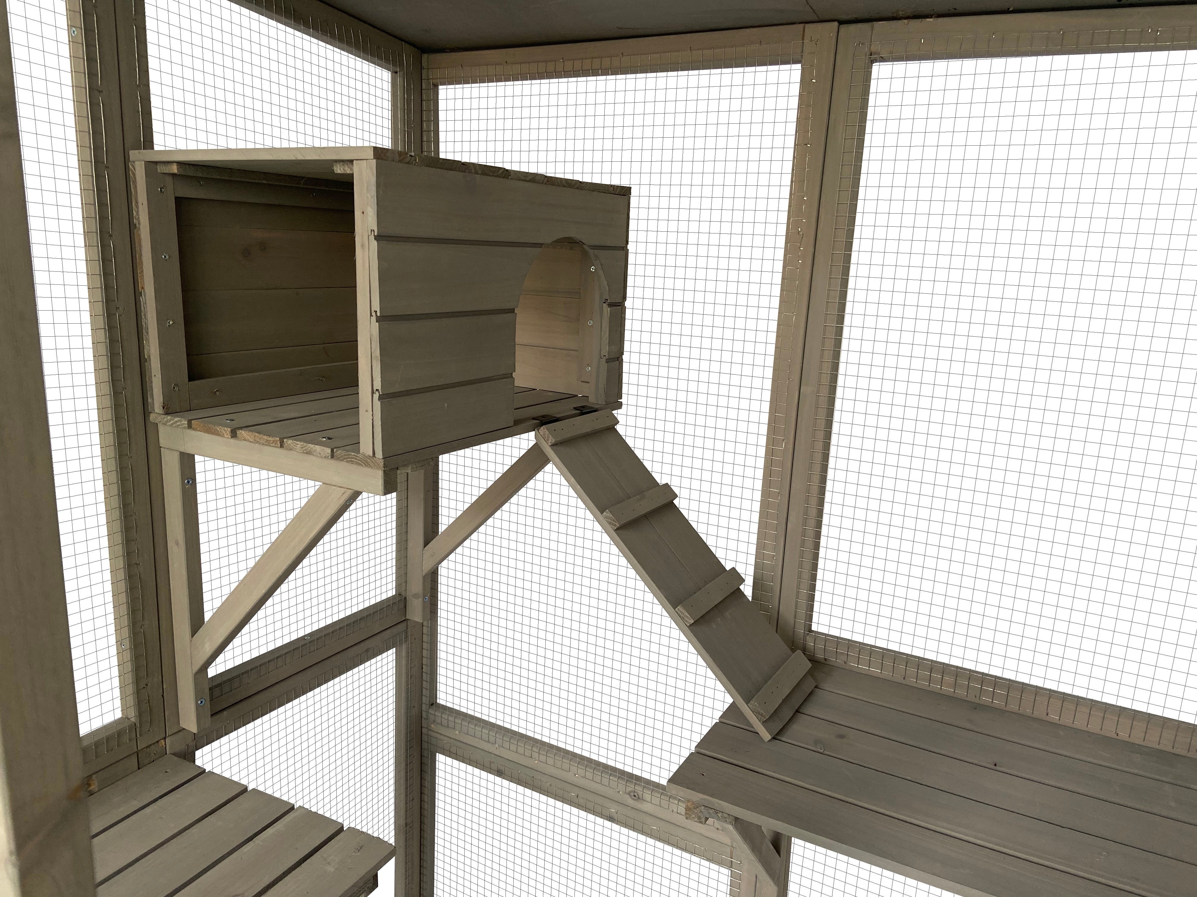 Samland Wooden Cat Cage Walk in Cat Condo House Kitten Ferret Enclosure Cage image 3