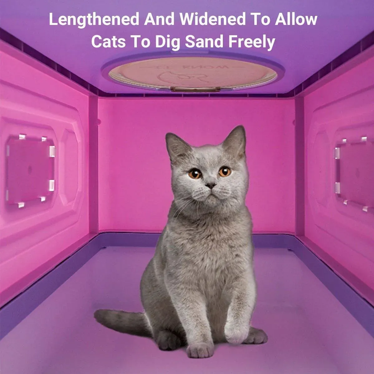 Folding Enclosed Cat Litter Box Foldable Drawer Toilet Anti-Splash Pet Supplies - Purple image 12