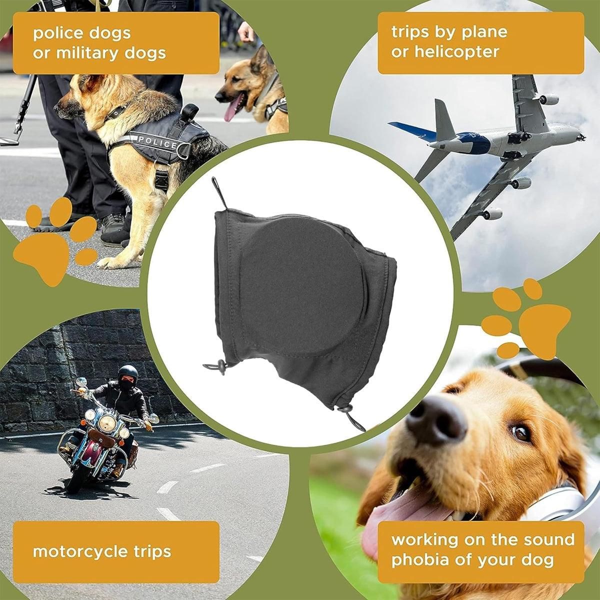 Black Adjustable Dog Ear Muffs Noise Reducing Pet Headwrap Protective Ear Cover - L image 5