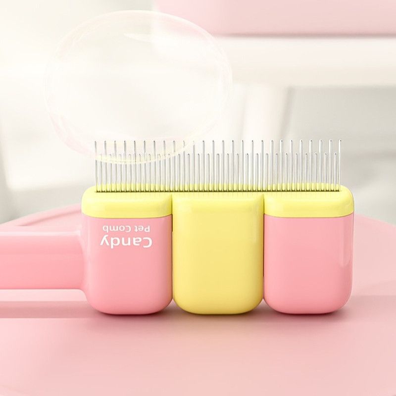 Pet Comb, Universal for Cats & Dogs, Dense Pin Comb for Tangles & Loose Fur—Pink image 4