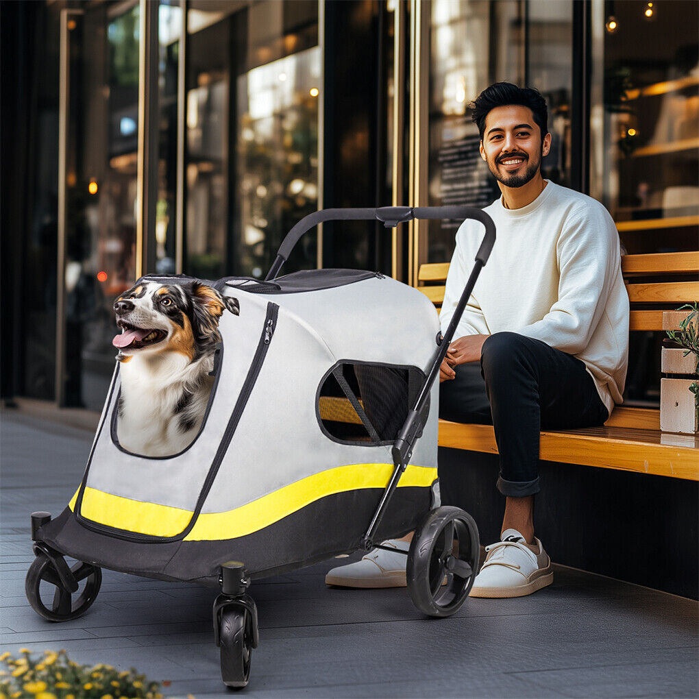 Dog Stroller w/ Rain Cover Foldable Pet Cart image 2