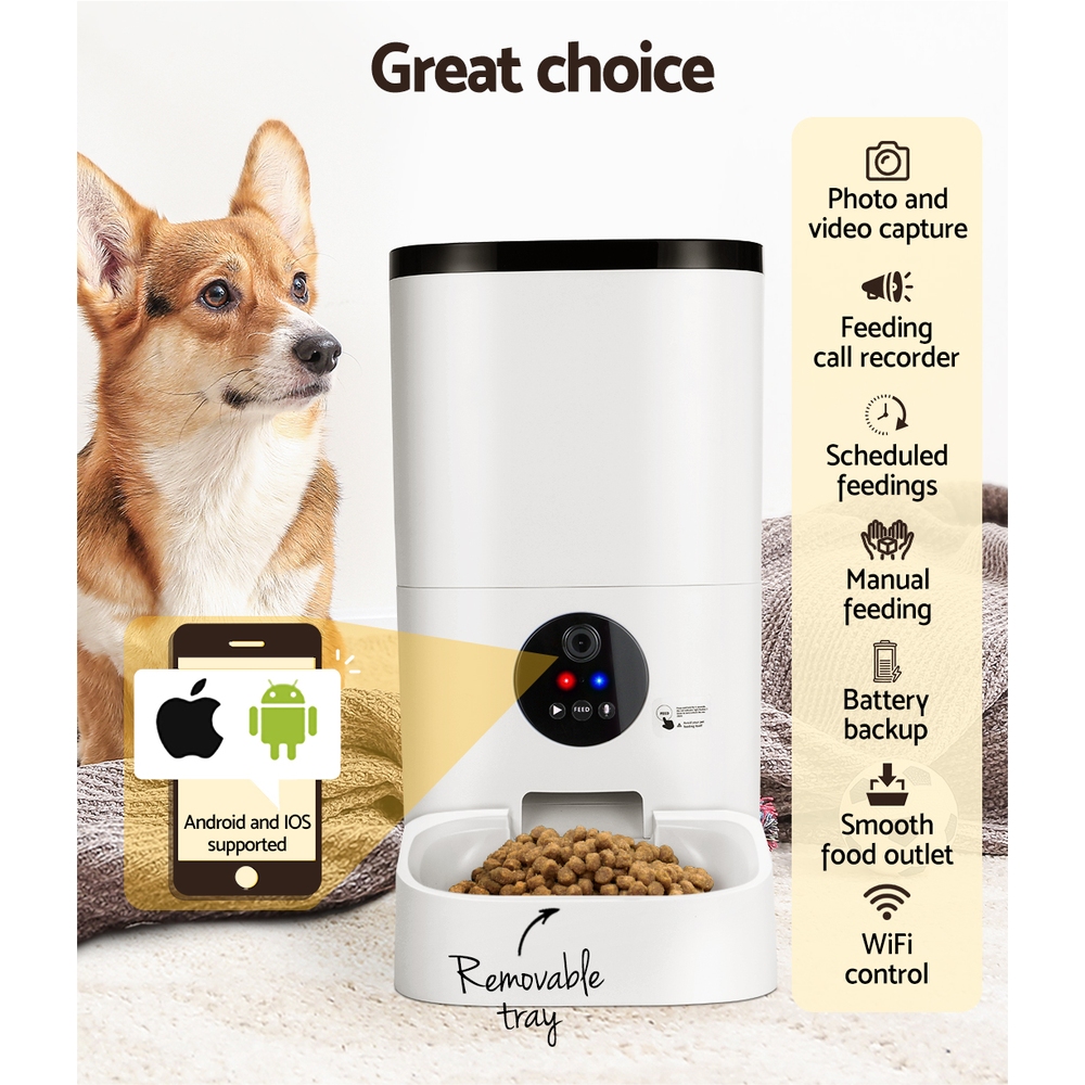 i.Pet Automatic Pet Feeder 6L Wifi Camera Dog Cat Smart Food Dispenser Timer image 5