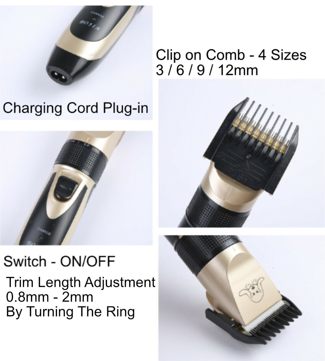 USB Charged pet shaver Cordless Clipper Pet Gromming Kit 4 Different Size Combs image 4