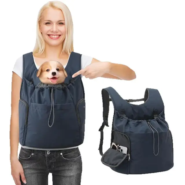 Versatile Pet Carrier Backpack for Small Dogs and Cats – Breathable, Navy