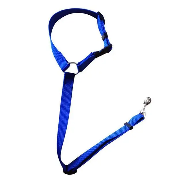 Adjustable Pet Dog Car Clip Lead Harness Strap for Vehicle Travel Restraint Use - Blue