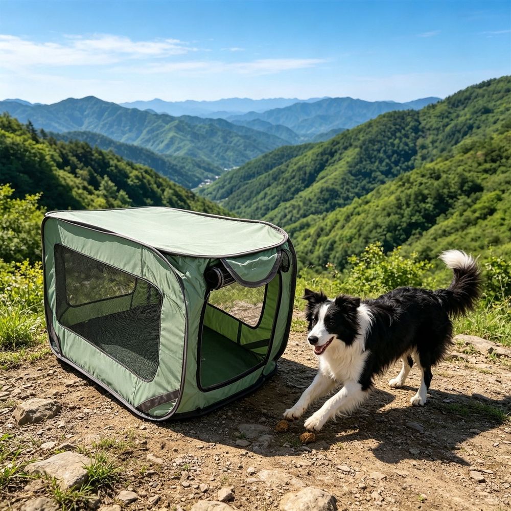 36 Inch Foldable Dog Kennel for Large Dogs, Green image 4