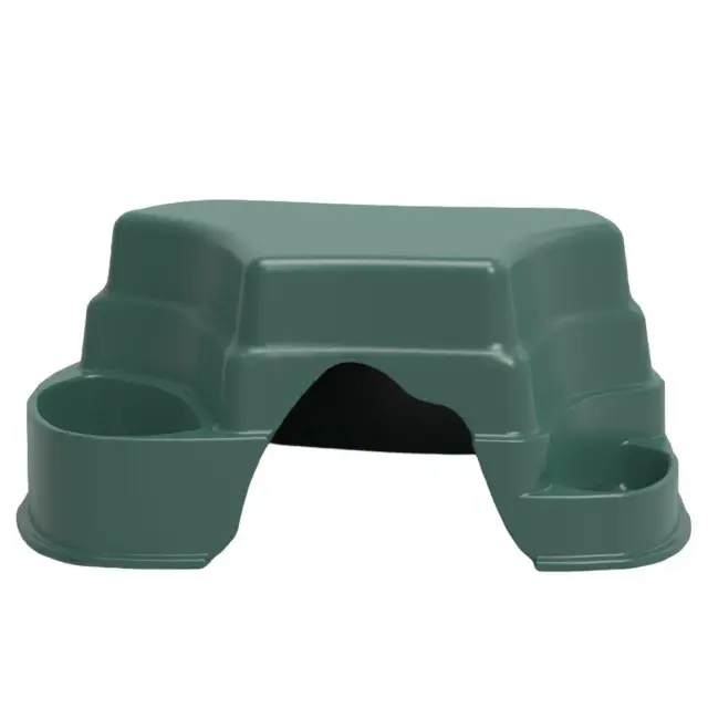 Plastic Reptile Hide Box Cave with Food Basin Easy Clean Snake Hiding Landscape - Green