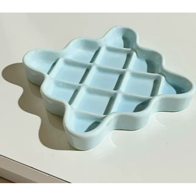 Blue Ceramic Slow Feeder Licking Plate for Cats and Dogs