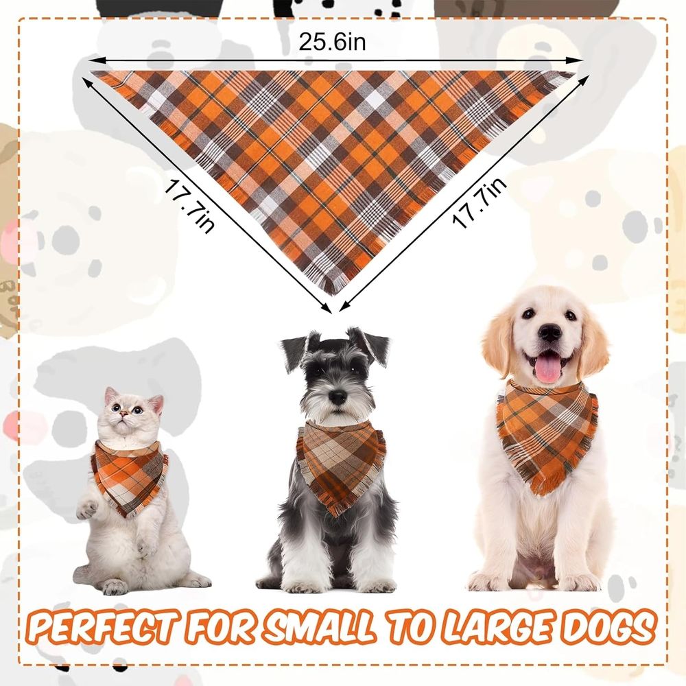 Costumes 5 Pack Thanksgiving Christmas Dog Bandanas with Tassels Edges Classic Plaid… image 2