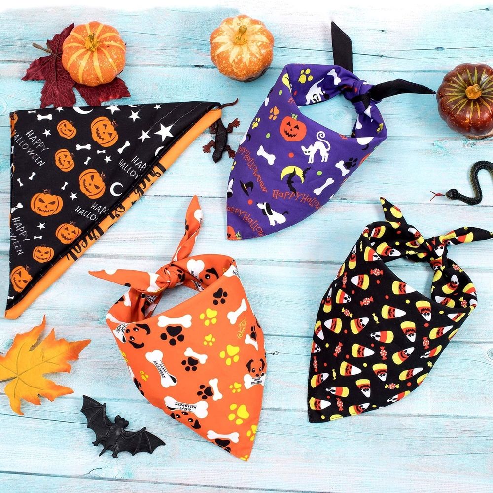 5 Pack Halloween Dog Bandanas, Medium image 4