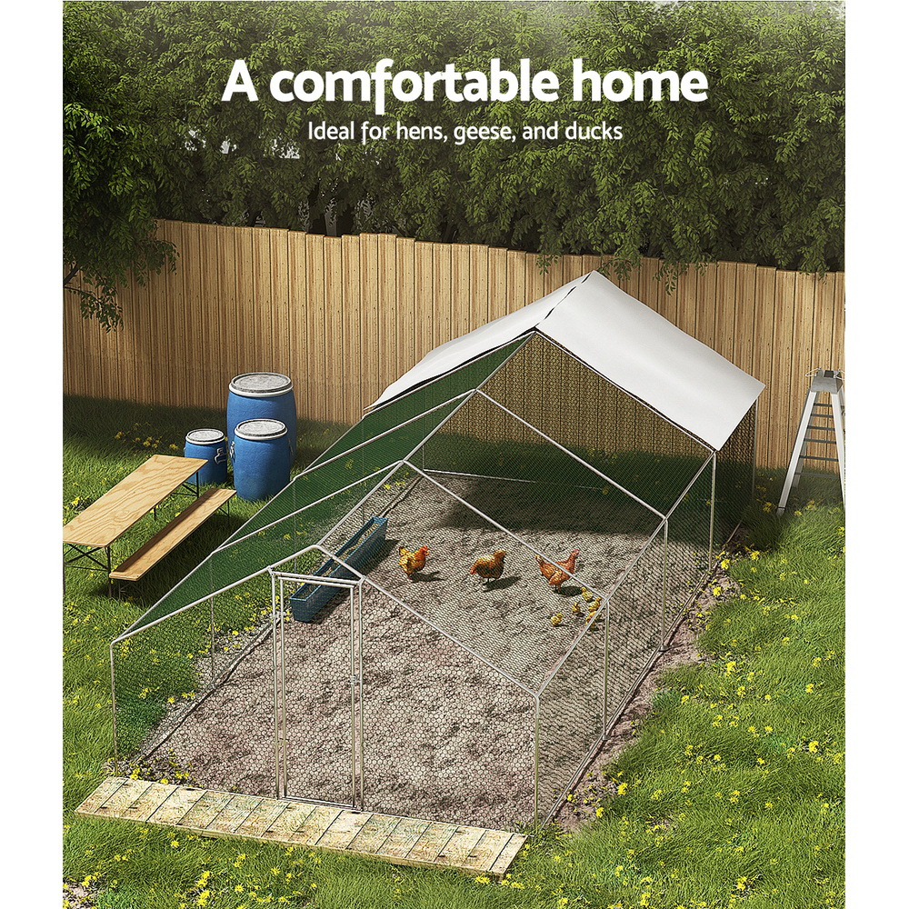 i.Pet Chicken Coop Cage 3x8x2m Galvanised Steel image 3