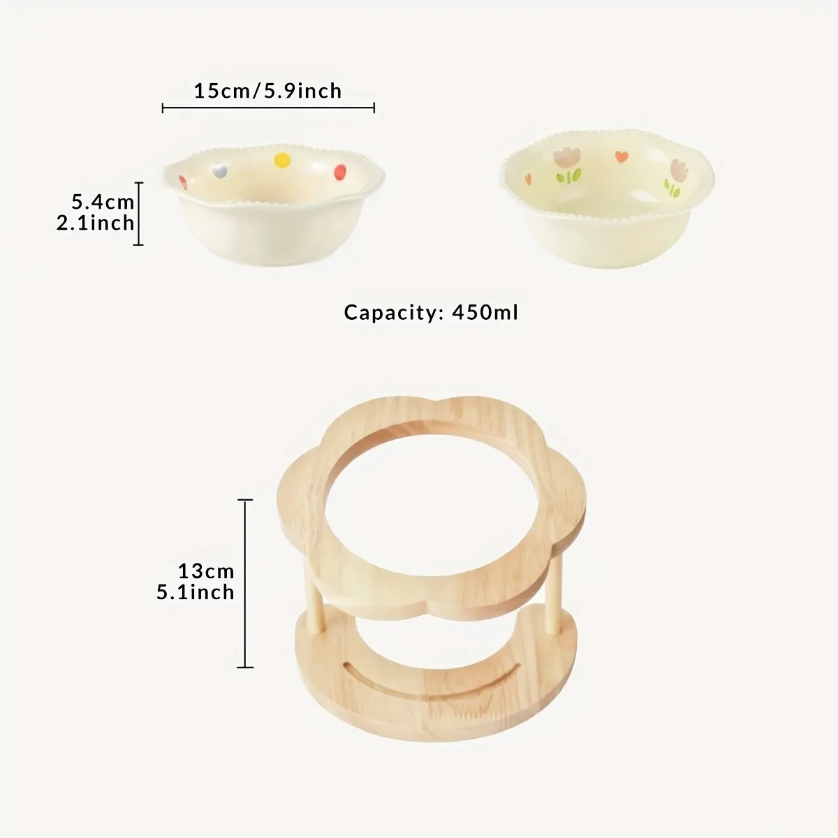 Ceramic Pet Feeder with Wood Stand image 12