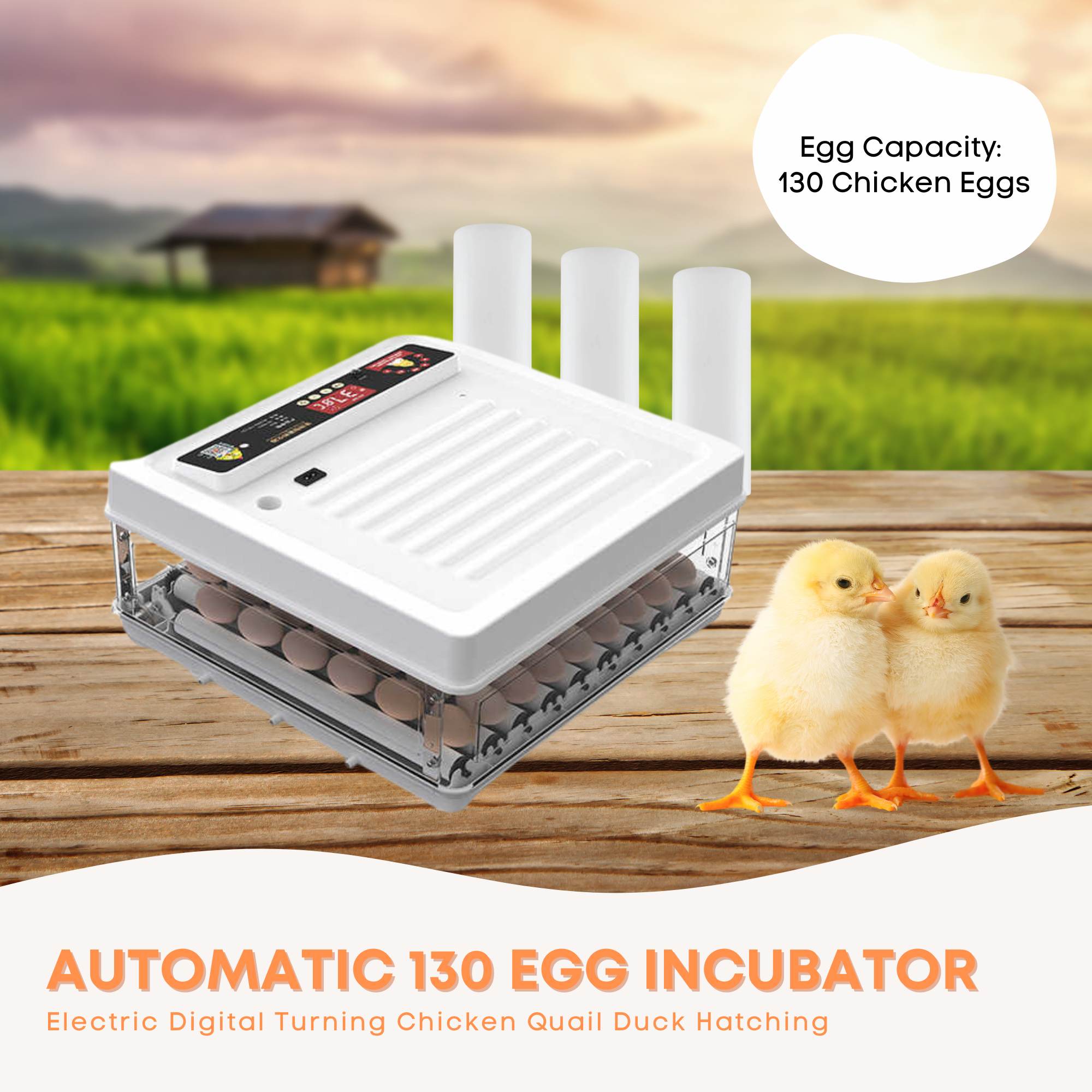 Automatic 130 Egg Incubator - Electric Digital Turning Chicken Quail Duck Hatching image 2