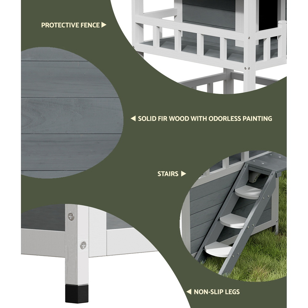 i.Pet Outdoor Cat House Shelter 72cm x 72cm x 127cm Rabbit Hutch Wooden Condo Small… image 6