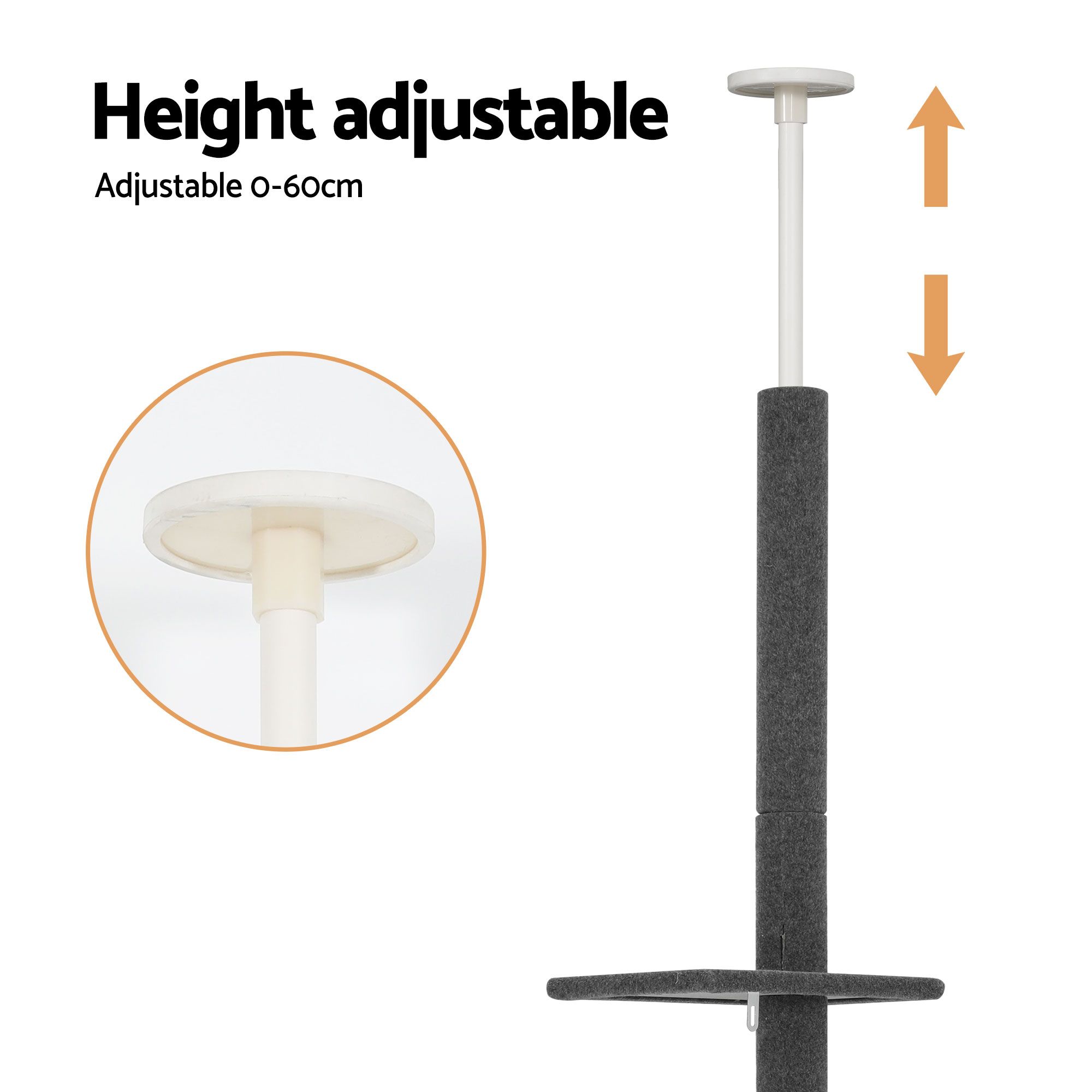 i.Pet Cat Tree 290cm Tower Scratching Post Scratcher Floor to Ceiling Cats Bed Grey image 5