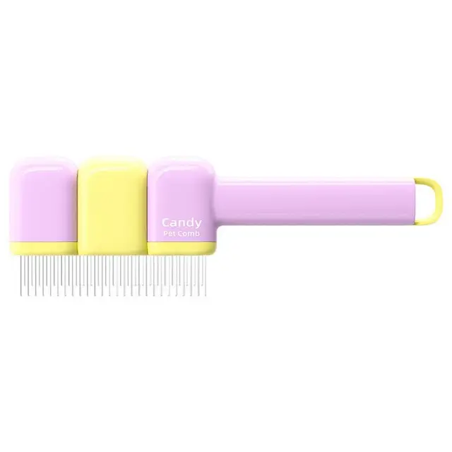 Pet Comb, Universal for Cats & Dogs, Dense Pin Comb for Tangles & Loose Fur—Purple