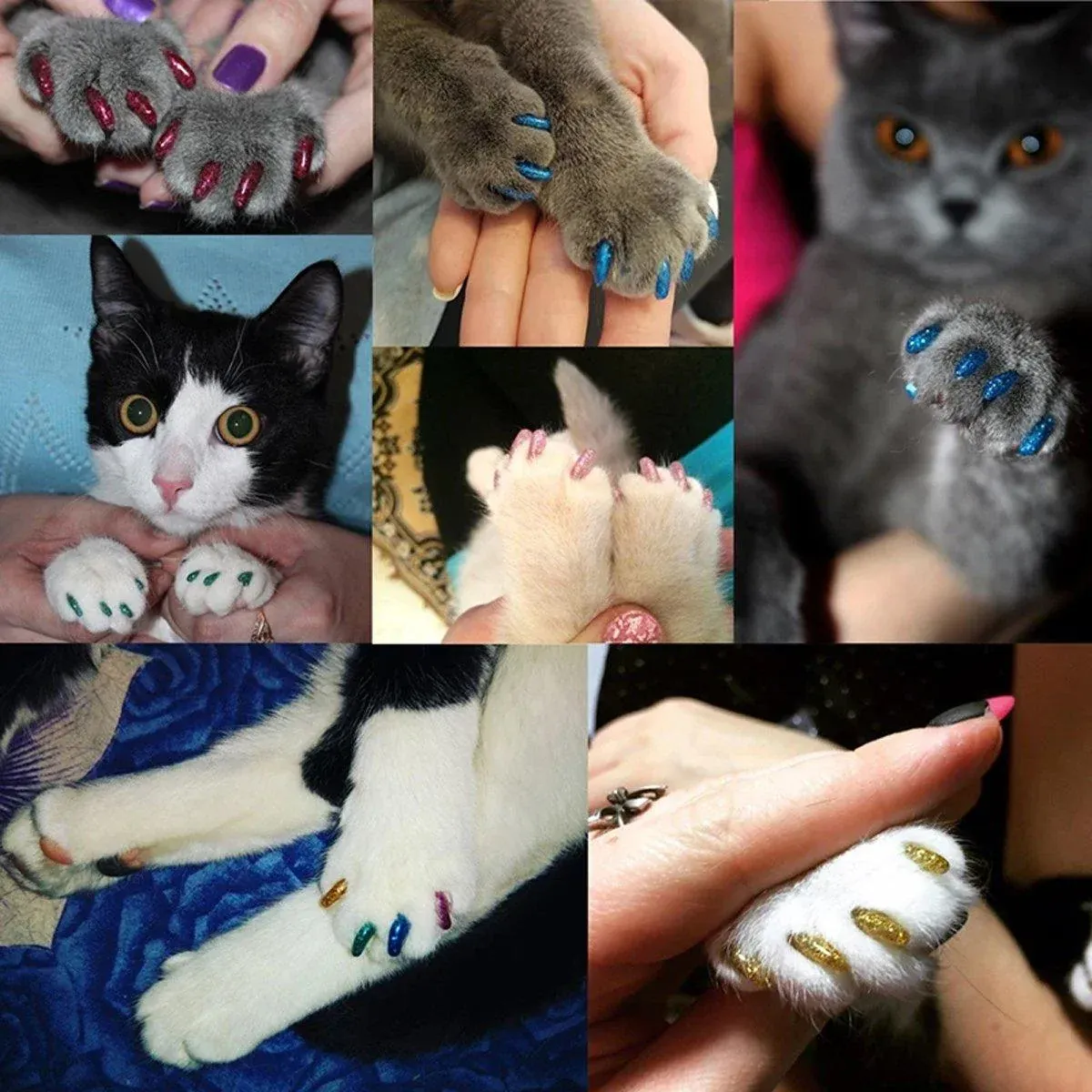 100PCS Anti Scratch Paw Covers for Cats and Kittens Nail Protector Soft Paw - Flat-S image 7