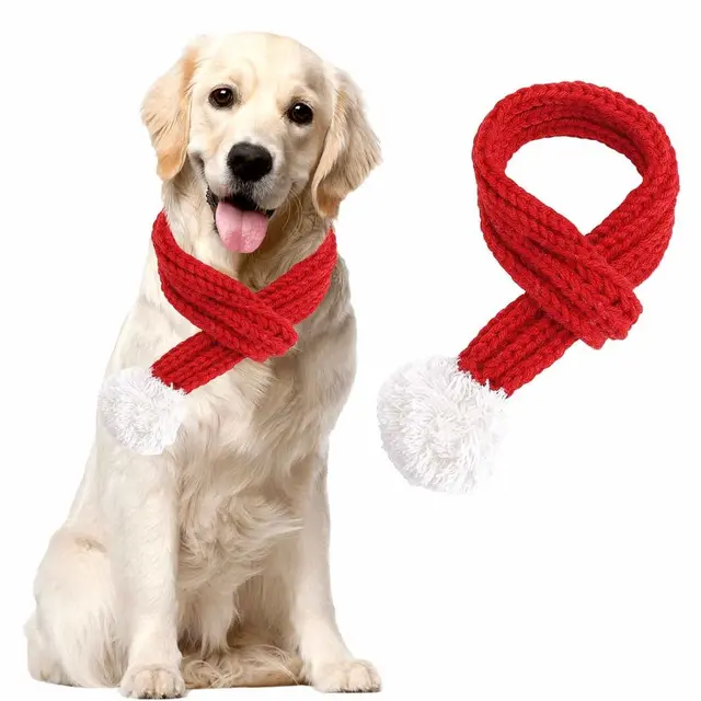 Christmas Dog Cat Santa Scarf, Red, Small