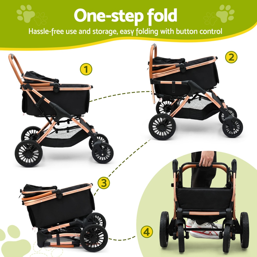 i.Pet Pet Dog Stroller Pram Large Cat Carrier Travel Pushchair Foldable 4 Wheels image 3
