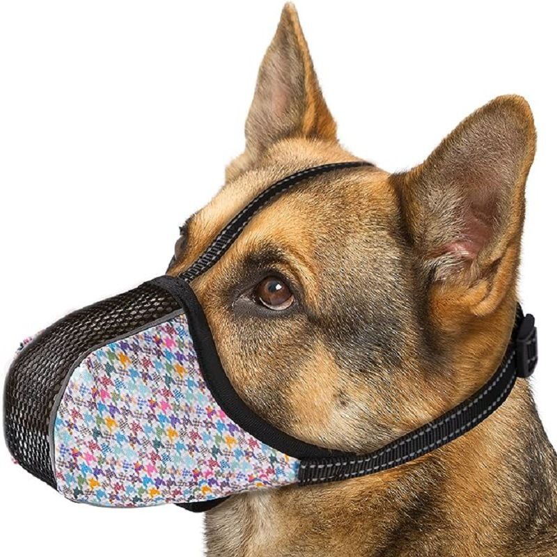 Adjustable Long-Snout Dog Muzzle with Breathable Mesh Front and Reflective Straps image 3