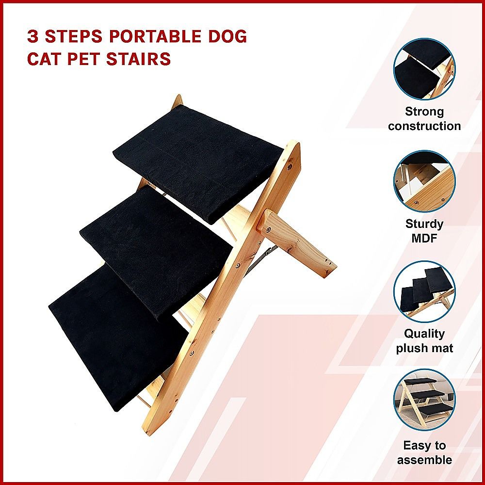 3 Steps Portable Dog Cat Pet Stairs image 2