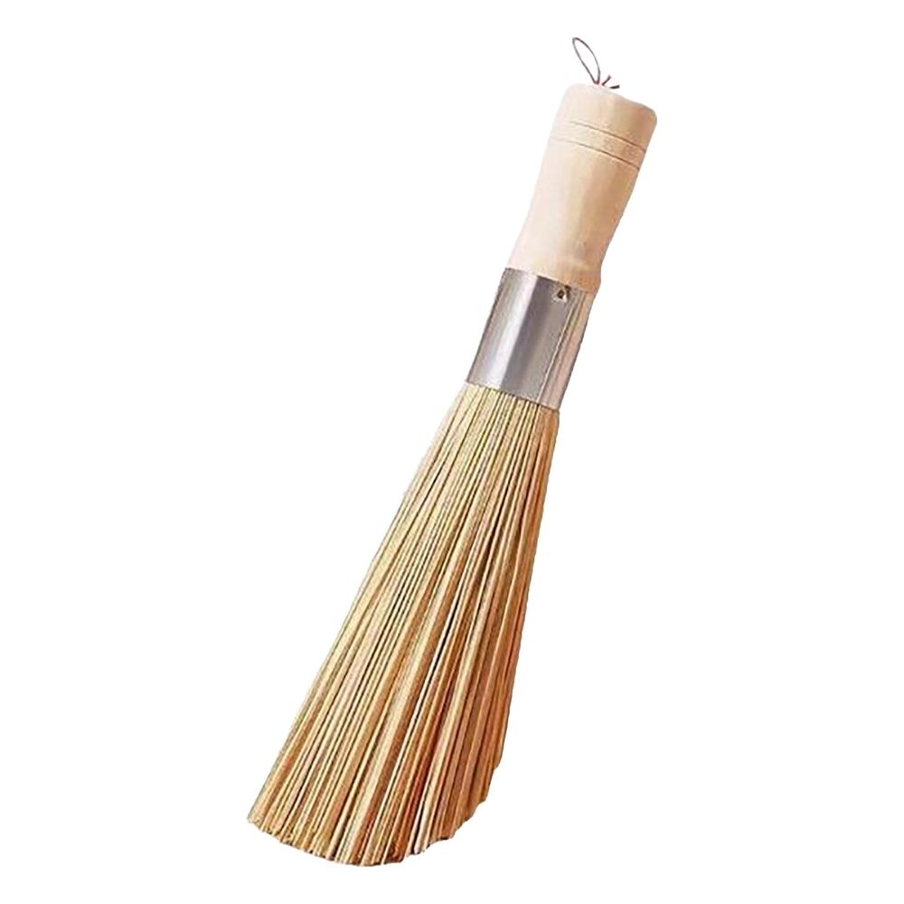 Beige Wood Traditional Angled Wok Brush, 25 × 3cm