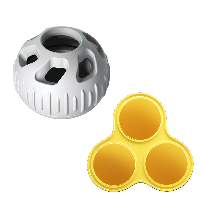 Grey Ball and Yellow Mold Pet Treat Dispensing Ball and Molding Set - Silicone Dog…
