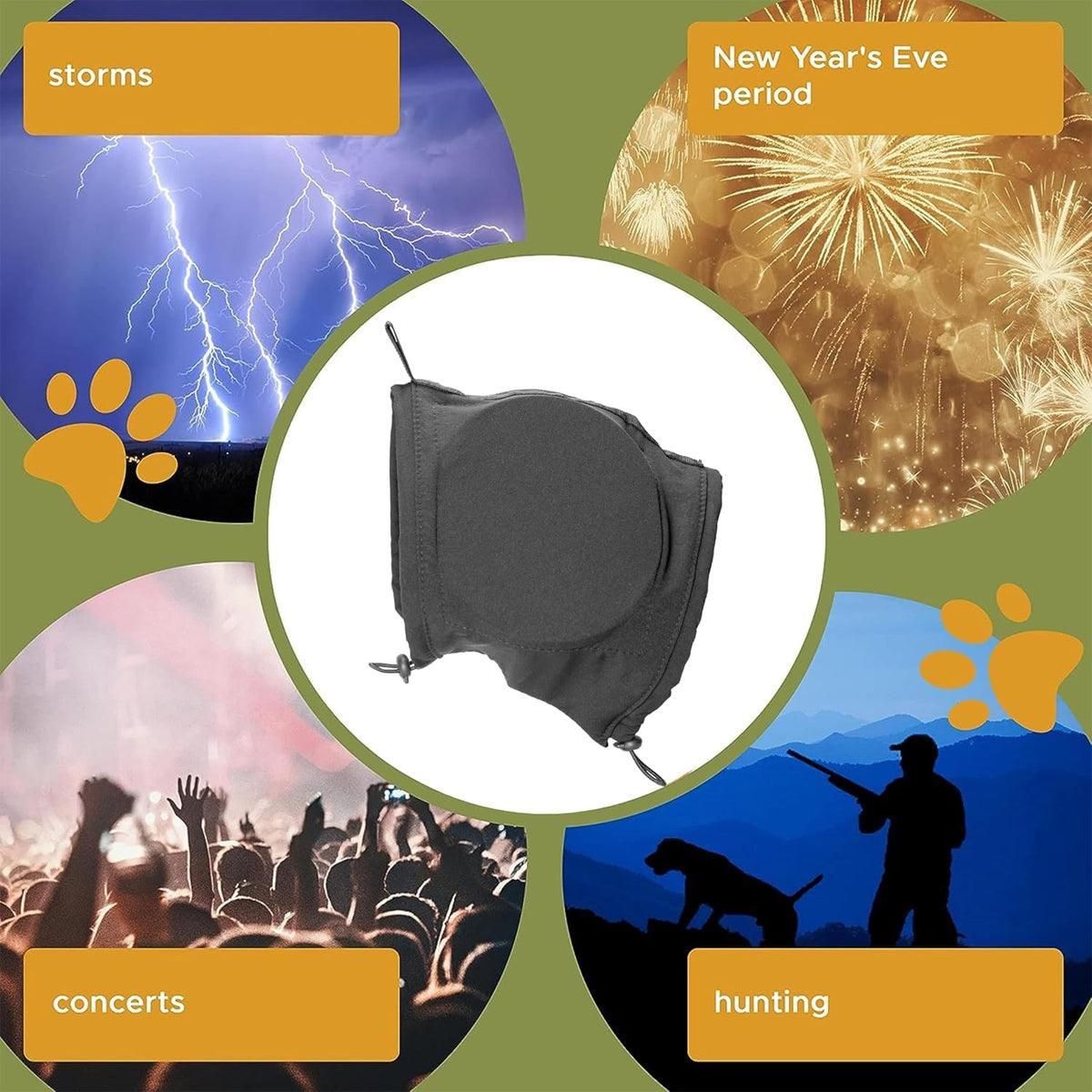 Black Adjustable Dog Ear Muffs Noise Reducing Pet Headwrap Protective Ear Cover - XL image 6