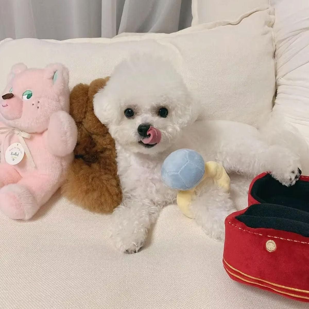 Plush Pet Toy Interactive Ring Box Chew Toy for Dogs and Cats Soft Squeaky Play image 10