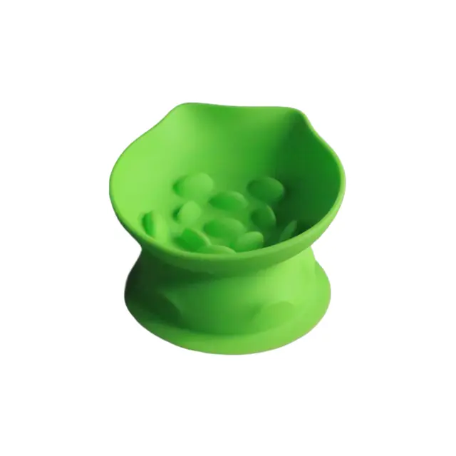 L Green 2-Piece Elevated Silicone Pet Bowl Set - Slanted Neck Protection Cat Bowl with…