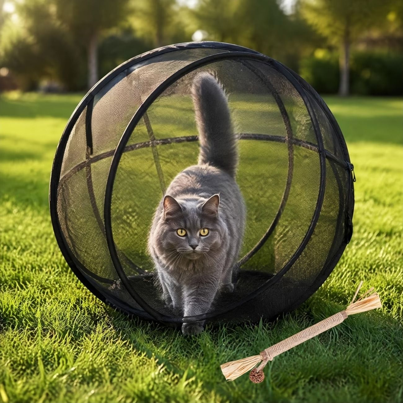 360° Panoramic Pop-Up Cat Enclosure Ball: breathable polyester mesh image 9