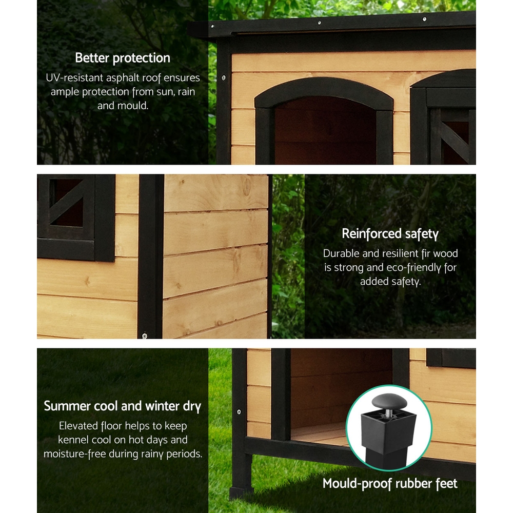 i.Pet Dog Kennel Large Wooden Outdoor Indoor House Pet Puppy Crate Cabin Waterproof image 4