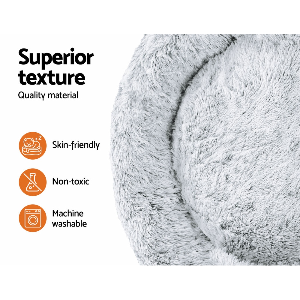 i.Pet Pet Bed Dog Cat 110cm Calming Extra Large Soft Plush Light Charcoal image 4