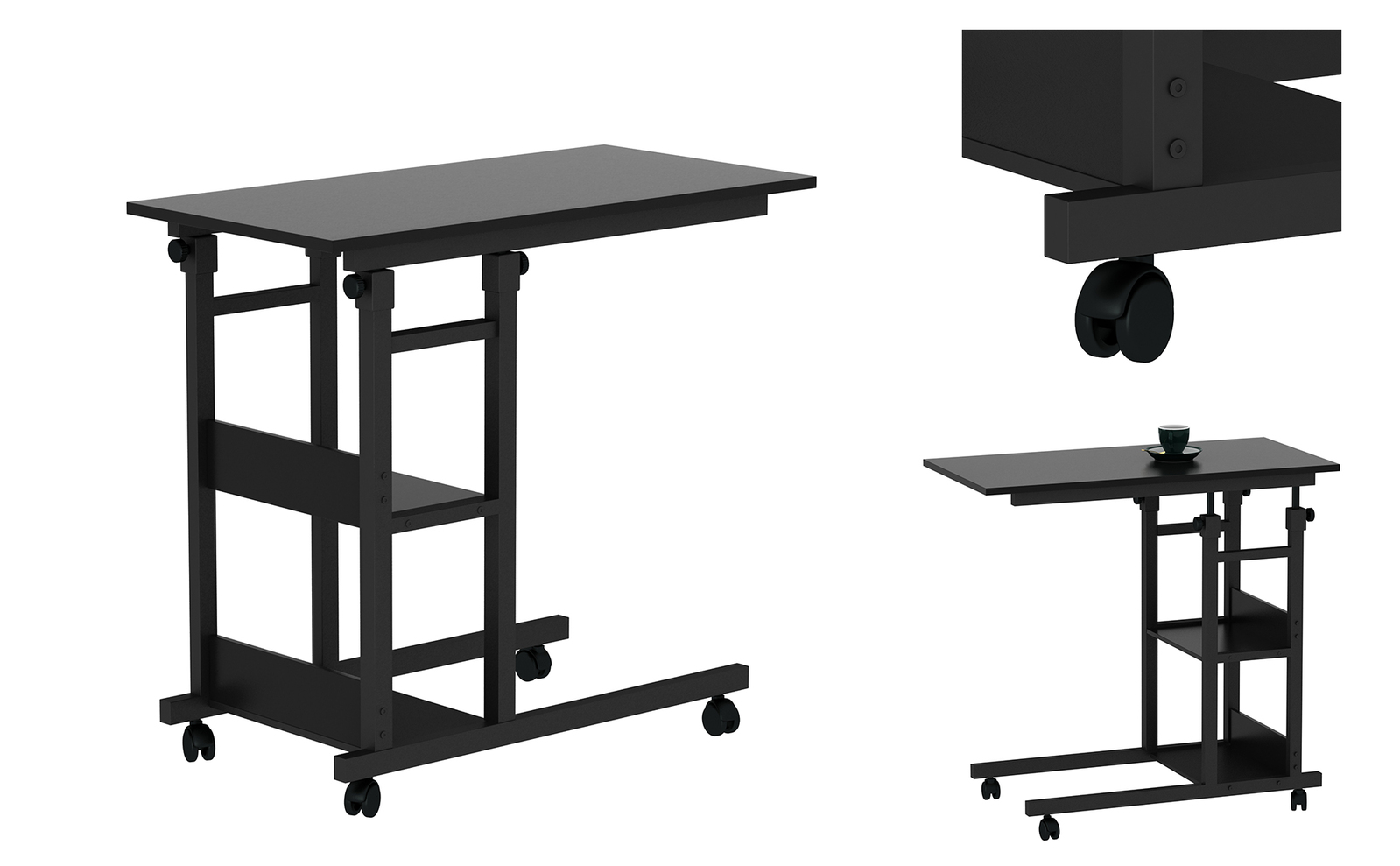 YES4HOMES Side Table with Storage Shelves image 7
