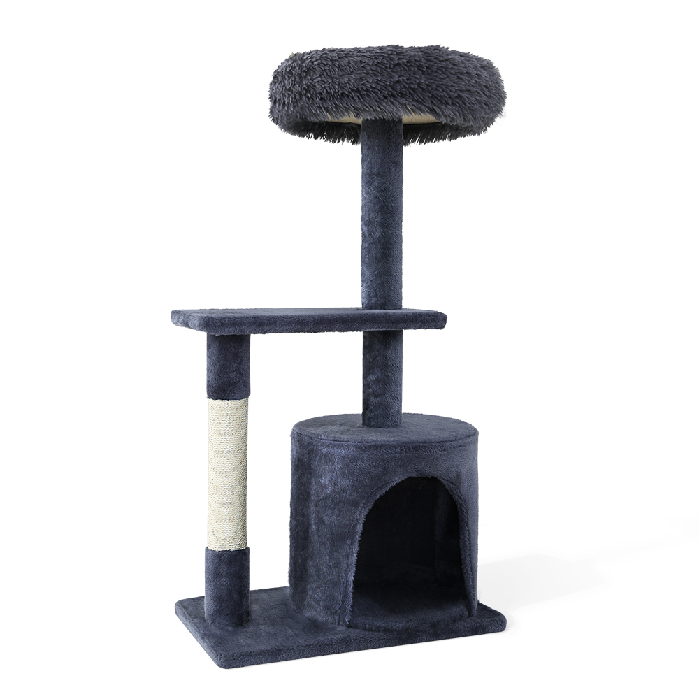 i.Pet Cat Tree 94cm Scratching Post Tower Scratcher Condo House Wood Trees Grey image 7