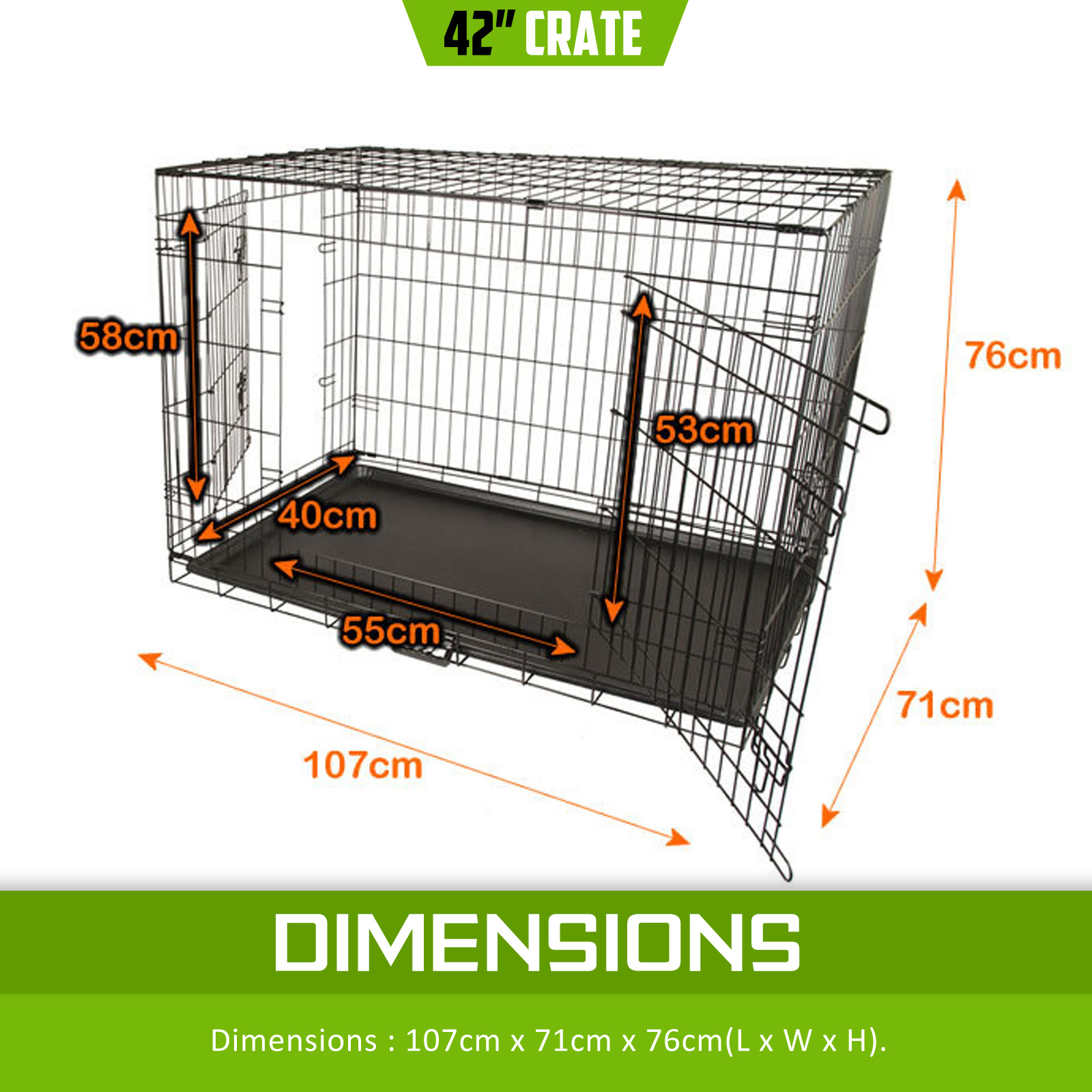 Wire Dog Cage Foldable Crate Kennel 42in with Tray image 9