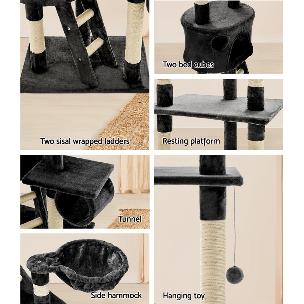 i.Pet Cat Tree 260cm Tower Scratching Post Scratcher Condo House Trees Grey image 6