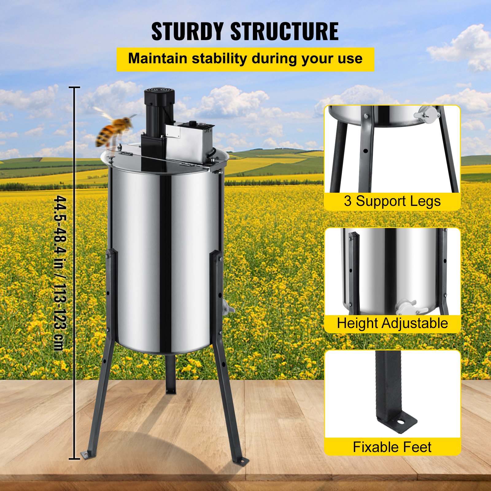 3/6 Frame Electric Honey Extractor Beekeeping Stainless Steel W/ 3 Legs image 5