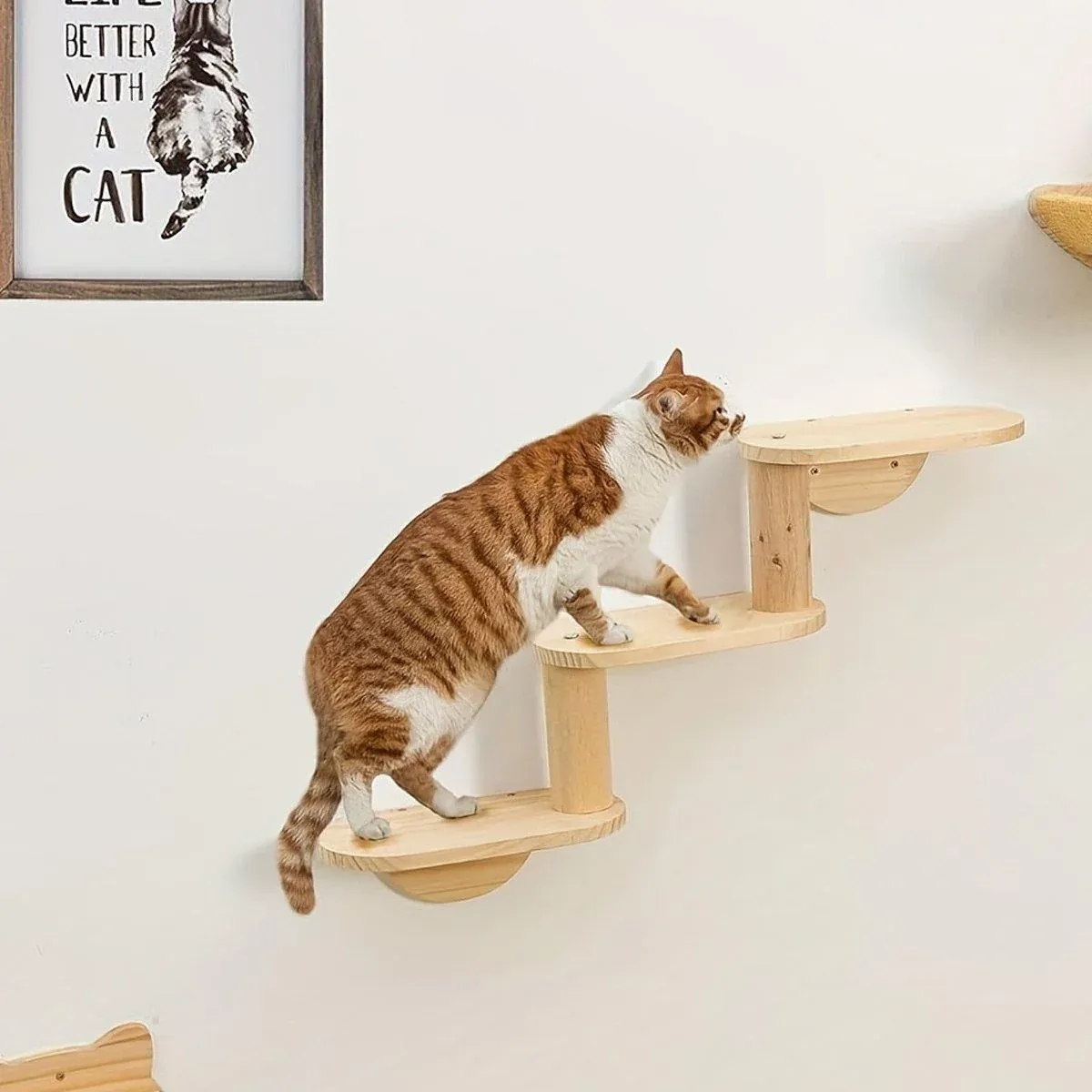 Solid Wood Wall Mounted Cat Climbing Tree Rack Platform Space Capsule Bed Shelf image 11